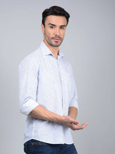 Blue Floral Print Shirt-Men Shirts-Crimsoune Club