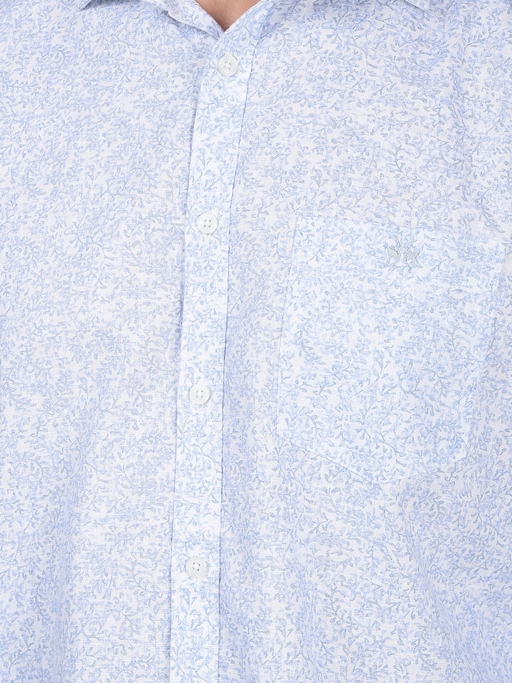 Blue Floral Print Shirt-Men Shirts-Crimsoune Club