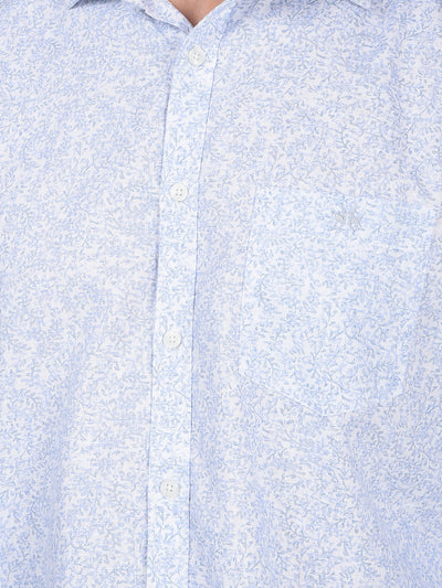 Blue Floral Print Shirt-Men Shirts-Crimsoune Club