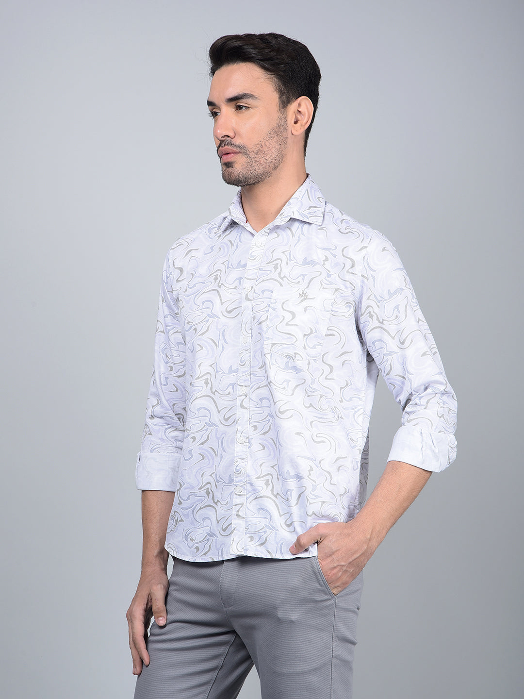 Multi-Color Abstract Print Shirt-Men Shirts-Crimsoune Club