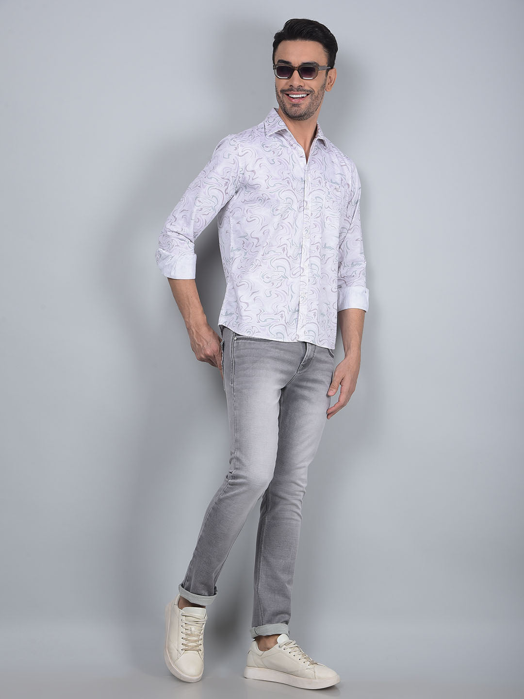 Multi-Color Abstract Print Shirt-Men Shirts-Crimsoune Club
