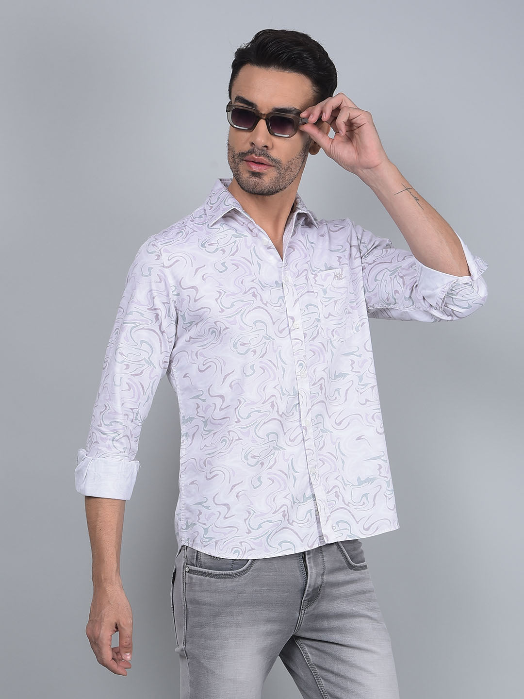 Multi-Color Abstract Print Shirt-Men Shirts-Crimsoune Club