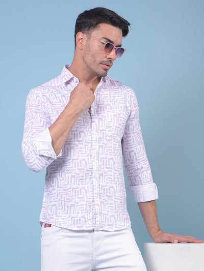 Purple Printed 100% Cotton Shirt-Men Shirts-Crimsoune Club