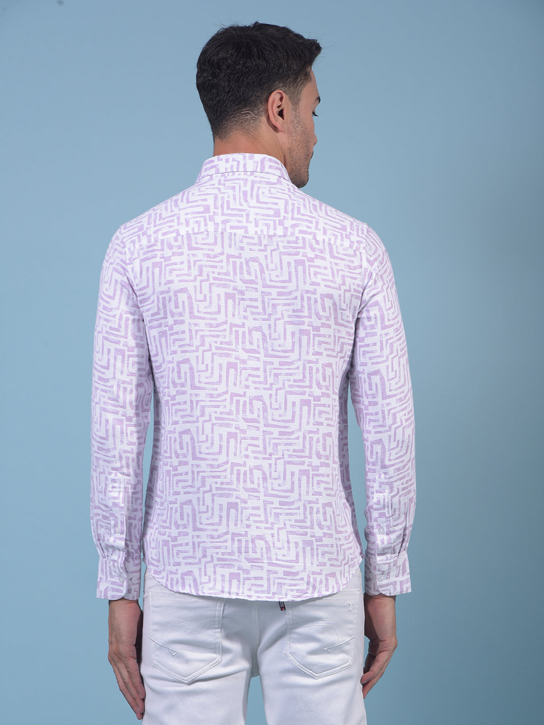 Purple Printed 100% Cotton Shirt-Men Shirts-Crimsoune Club