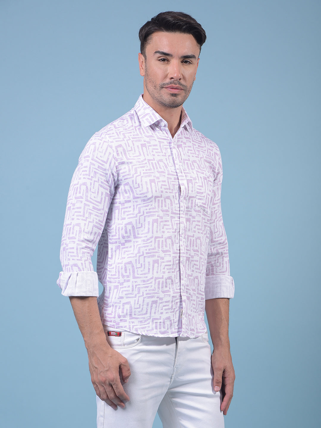Purple Printed 100% Cotton Shirt-Men Shirts-Crimsoune Club