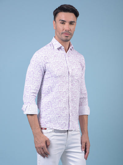 Purple Printed 100% Cotton Shirt-Men Shirts-Crimsoune Club
