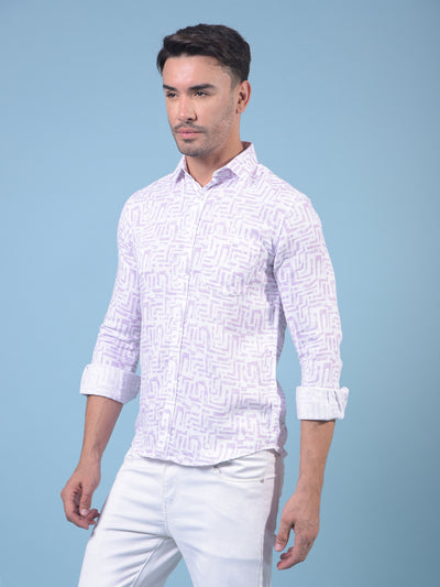 Purple Printed 100% Cotton Shirt-Men Shirts-Crimsoune Club