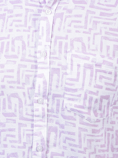 Purple Printed 100% Cotton Shirt-Men Shirts-Crimsoune Club