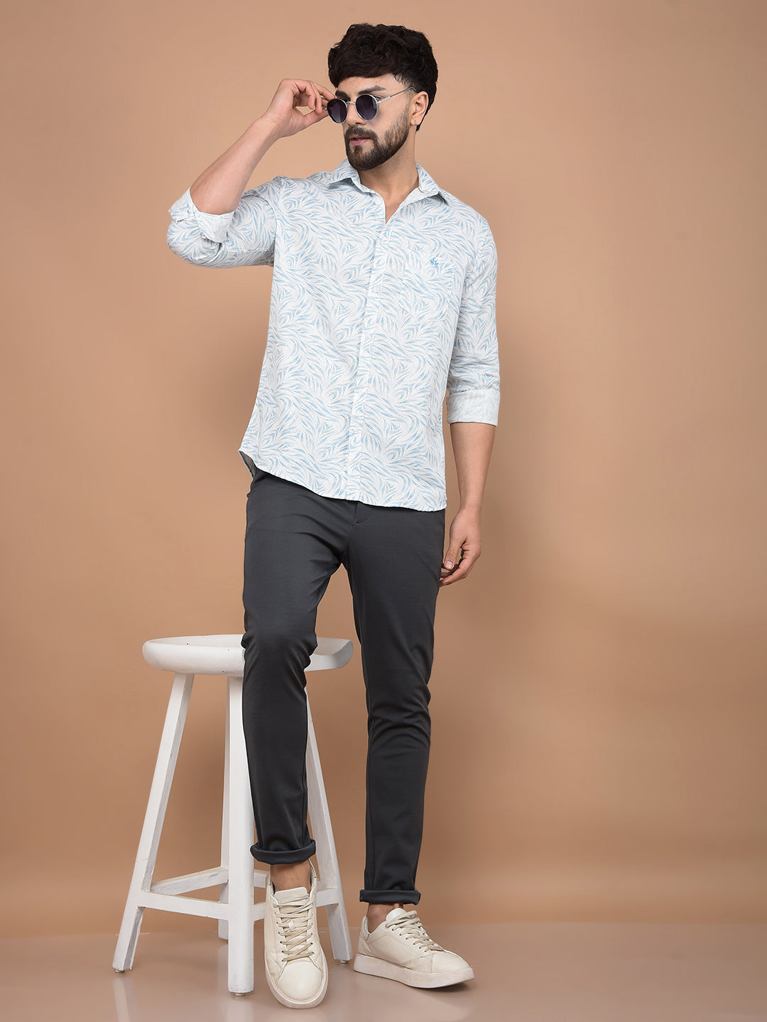 Green Printed Shirt-Men Shirts-Crimsoune Club