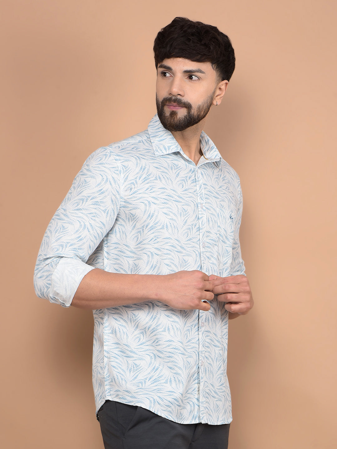 Green Printed Shirt-Men Shirts-Crimsoune Club