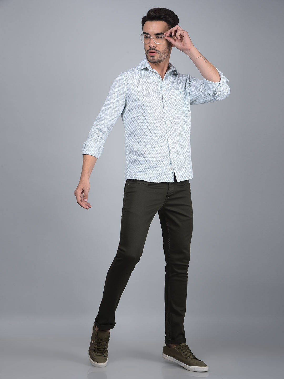 Green Printed Shirt-Men Shirts-Crimsoune Club