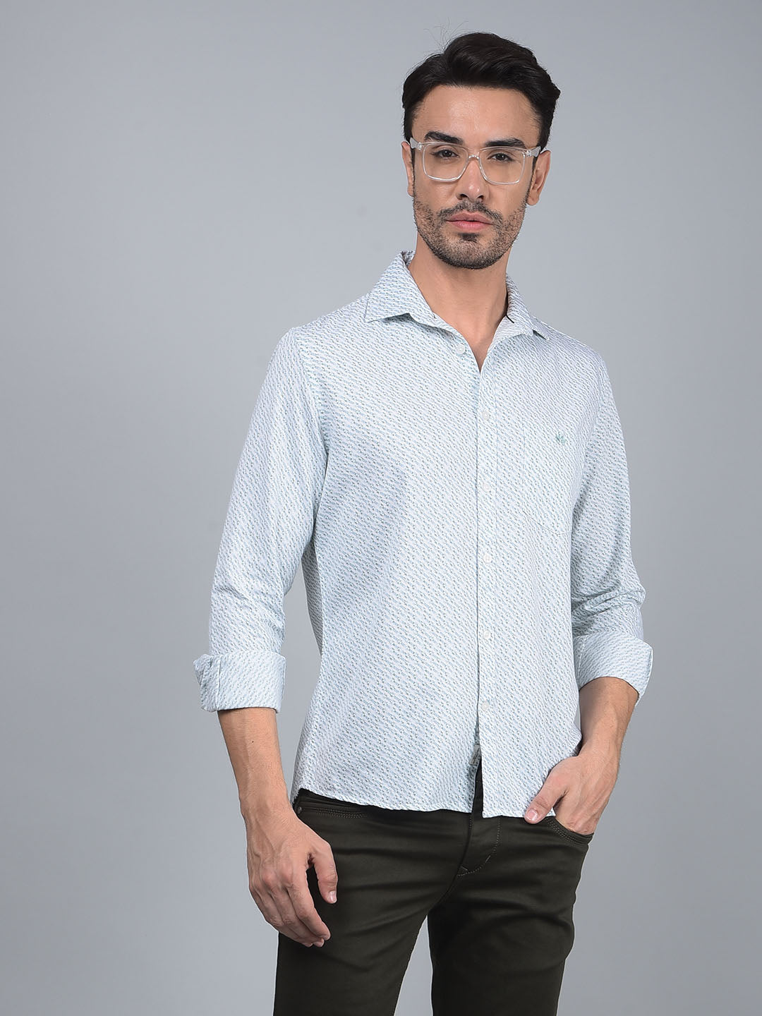 Green Printed Shirt-Men Shirts-Crimsoune Club