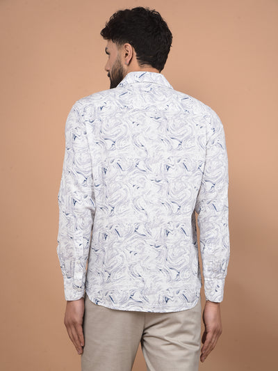 Blue Printed 100% Cotton Shirt-Men Shirts-Crimsoune Club