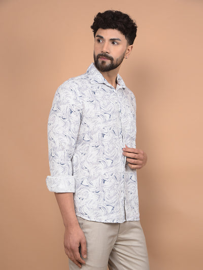 Blue Printed 100% Cotton Shirt-Men Shirts-Crimsoune Club
