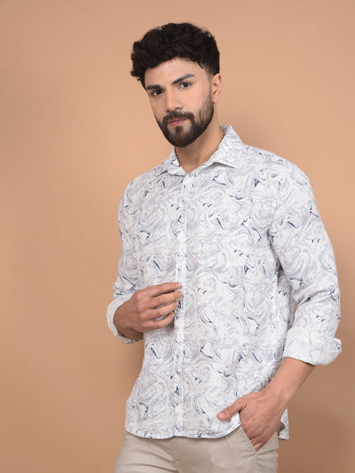 Blue Printed 100% Cotton Shirt-Men Shirts-Crimsoune Club