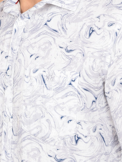 Blue Printed 100% Cotton Shirt-Men Shirts-Crimsoune Club