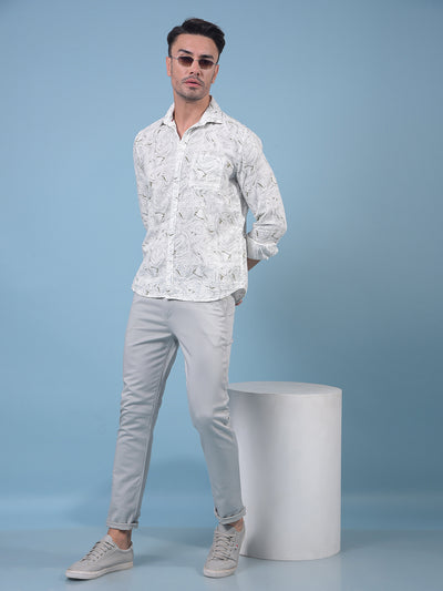 Green Printed 100% Cotton Shirt-Men Shirts-Crimsoune Club