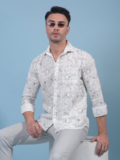 Green Printed 100% Cotton Shirt-Men Shirts-Crimsoune Club
