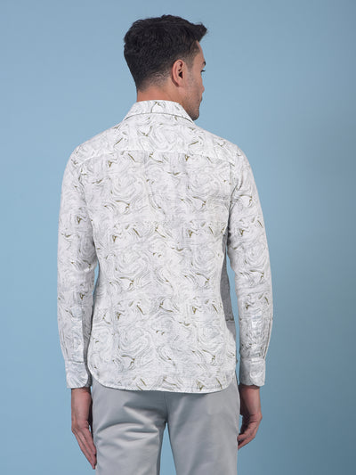 Green Printed 100% Cotton Shirt-Men Shirts-Crimsoune Club