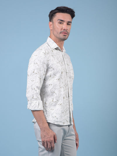 Green Printed 100% Cotton Shirt-Men Shirts-Crimsoune Club