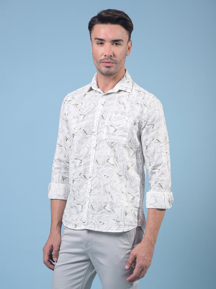 Green Printed 100% Cotton Shirt-Men Shirts-Crimsoune Club