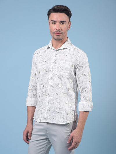 Green Printed 100% Cotton Shirt-Men Shirts-Crimsoune Club