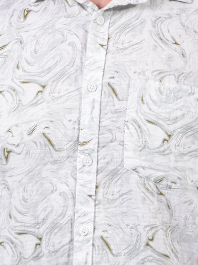 Green Printed 100% Cotton Shirt-Men Shirts-Crimsoune Club