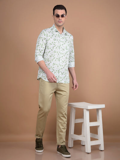 Green Floral Print 100% Cotton Shirt-Men Shirts-Crimsoune Club