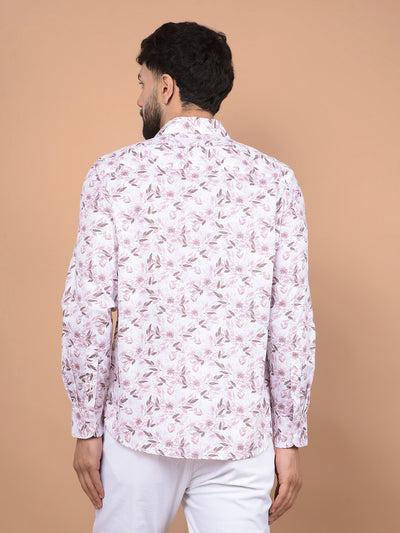 Purple Floral Print Shirt-Men Shirts-Crimsoune Club