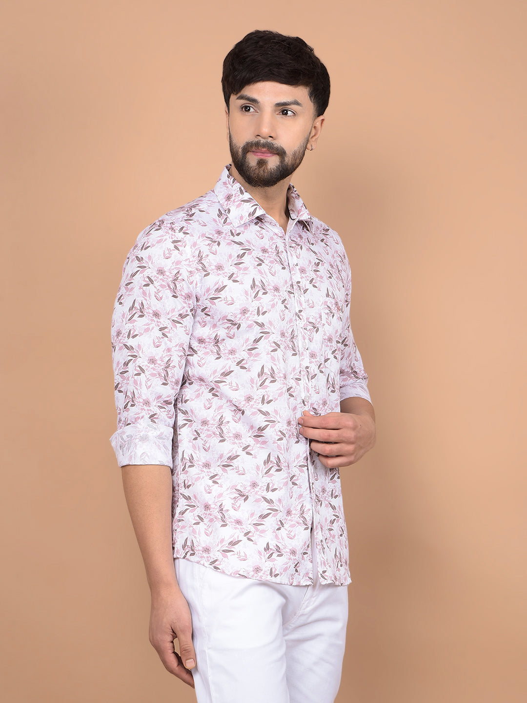 Purple Floral Print Shirt-Men Shirts-Crimsoune Club
