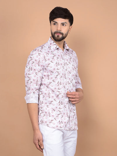 Purple Floral Print Shirt-Men Shirts-Crimsoune Club