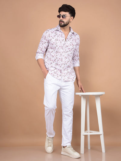 Purple Floral Print Shirt-Men Shirts-Crimsoune Club