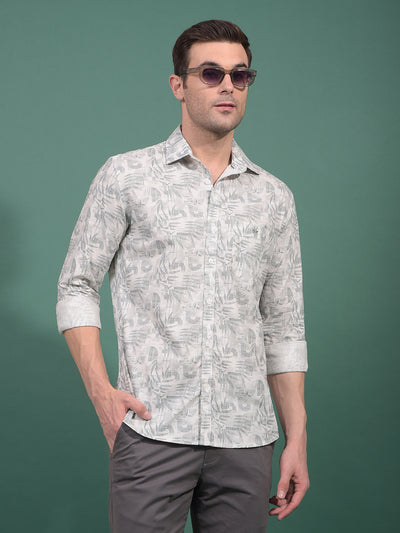 Green Floral Print 100% Cotton Shirt-Men Shirts-Crimsoune Club