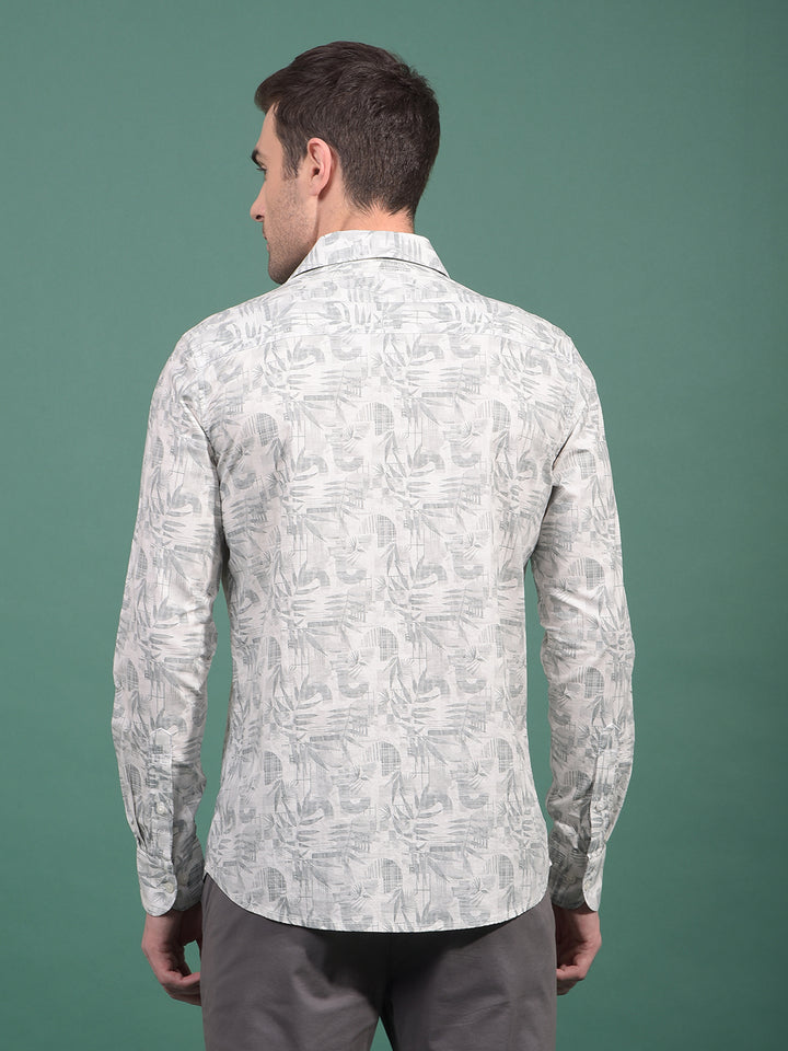 Green Floral Print 100% Cotton Shirt-Men Shirts-Crimsoune Club