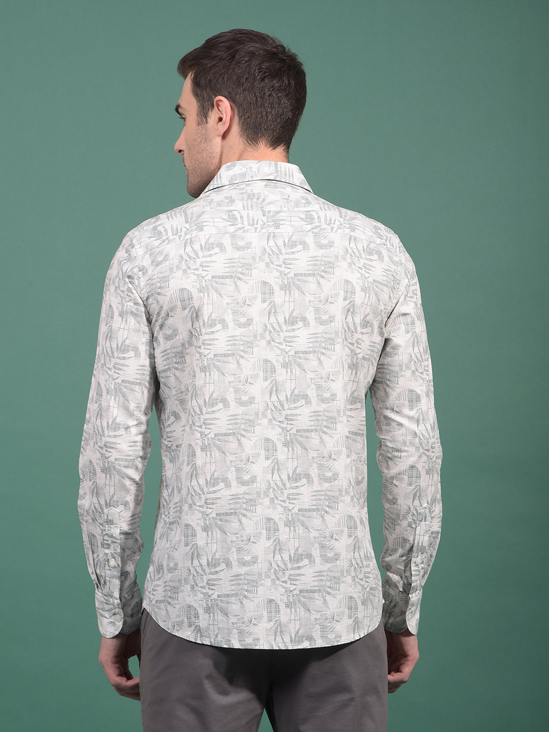 Green Floral Print 100% Cotton Shirt-Men Shirts-Crimsoune Club