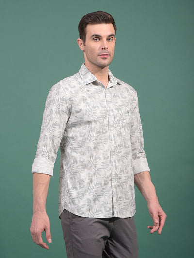 Green Floral Print 100% Cotton Shirt-Men Shirts-Crimsoune Club