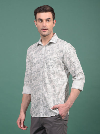Green Floral Print 100% Cotton Shirt-Men Shirts-Crimsoune Club