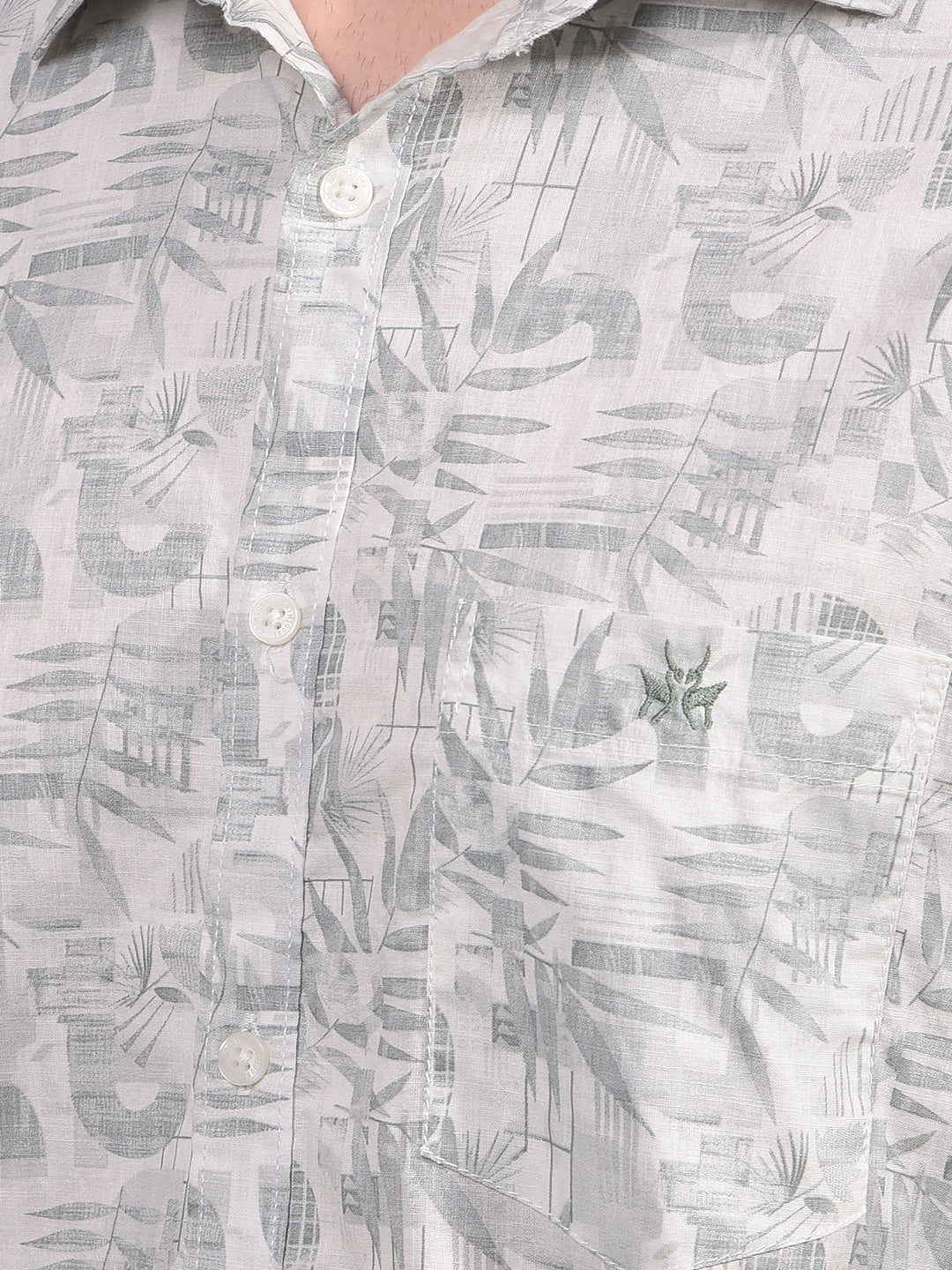 Green Floral Print 100% Cotton Shirt-Men Shirts-Crimsoune Club