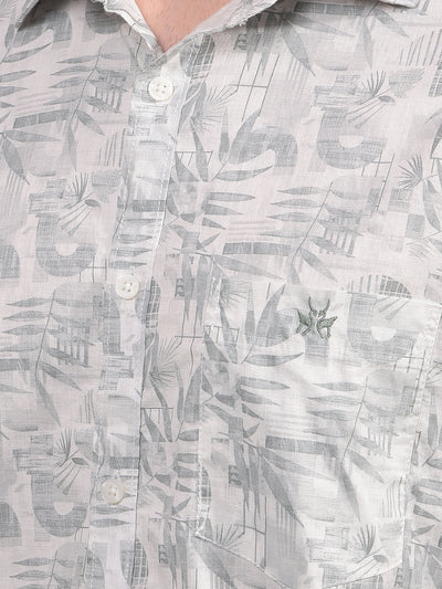 Green Floral Print 100% Cotton Shirt-Men Shirts-Crimsoune Club