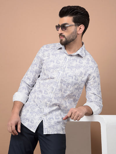 Blue Floral Print 100% Cotton Shirt-Men Shirts-Crimsoune Club
