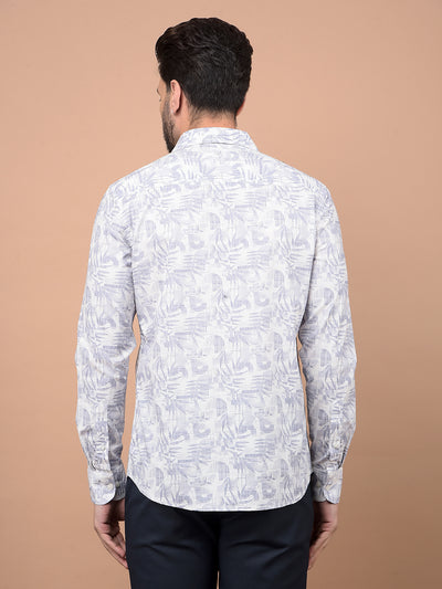 Blue Floral Print 100% Cotton Shirt-Men Shirts-Crimsoune Club