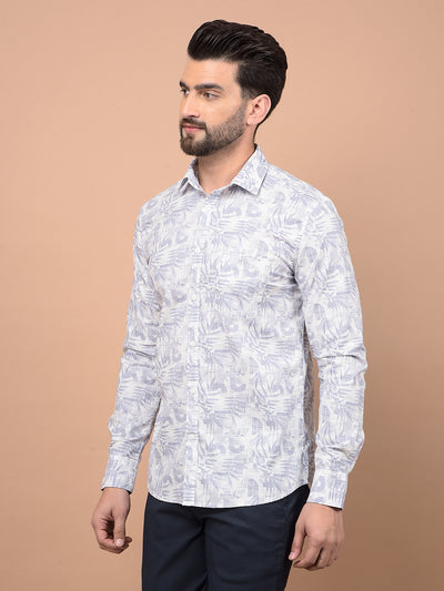 Blue Floral Print 100% Cotton Shirt-Men Shirts-Crimsoune Club