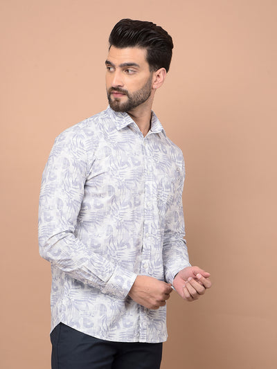 Blue Floral Print 100% Cotton Shirt-Men Shirts-Crimsoune Club