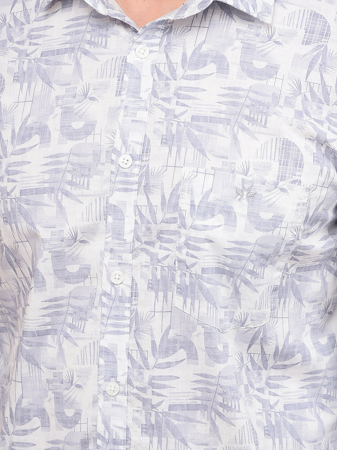 Blue Floral Print 100% Cotton Shirt-Men Shirts-Crimsoune Club
