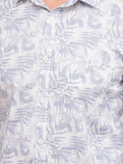 Blue Floral Print 100% Cotton Shirt-Men Shirts-Crimsoune Club