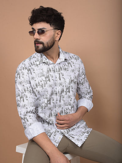 White Printed 100% Cotton Shirt-Men Shirts-Crimsoune Club