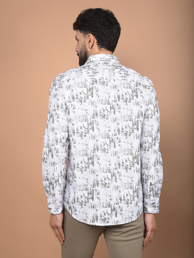 White Printed 100% Cotton Shirt-Men Shirts-Crimsoune Club