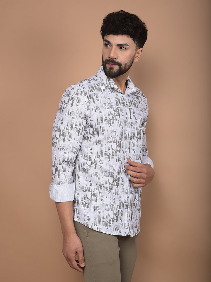 White Printed 100% Cotton Shirt-Men Shirts-Crimsoune Club