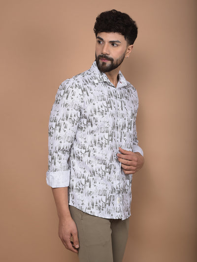 White Printed 100% Cotton Shirt-Men Shirts-Crimsoune Club