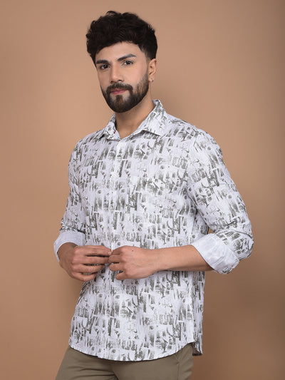 White Printed 100% Cotton Shirt-Men Shirts-Crimsoune Club